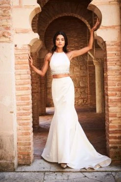 Sherri Hill - 51581 Two Piece Halter Satin Mermaid Dress