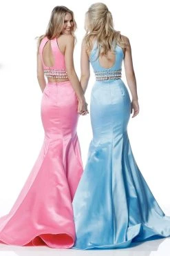 Sherri Hill - 51581 Two Piece Halter Satin Mermaid Dress