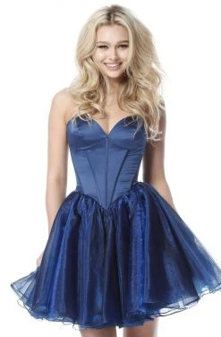 Sherri Hill - 51582 Short Satin Sweetheart Organza A-line Dress