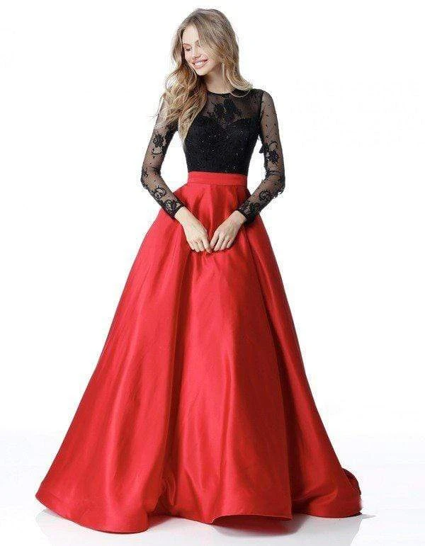 Sherri Hill - 51586 Lace Long Sleeve Satin Ballgown 5 Sherri Hill - 51586 Lace Long Sleeve Satin Ballgown