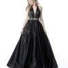 Sherri Hill - 51588 Deep V Halter Bodice Ballgown With Beaded Belt