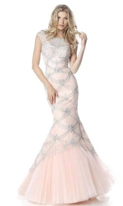 Sherri Hill - 51593 Beaded Lace Bateau Mermaid Dress