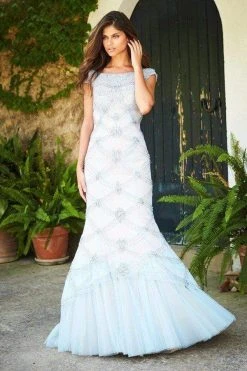 Sherri Hill - 51593 Beaded Lace Bateau Mermaid Dress