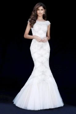 Sherri Hill - 51593 Beaded Lace Bateau Mermaid Dress