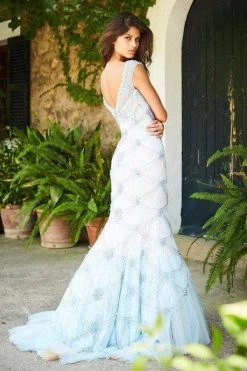 Sherri Hill - 51593 Beaded Lace Bateau Mermaid Dress