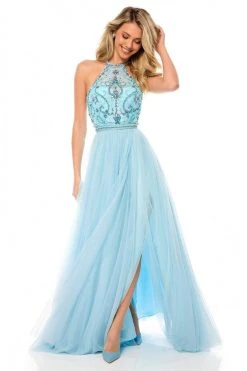 Sherri Hill - 51604 Beaded Illusion Halter A Line Dress
