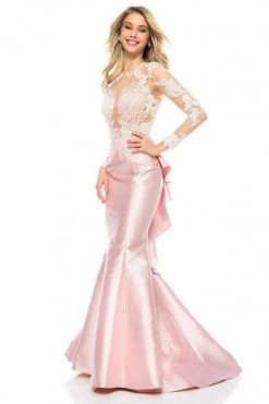 Sherri Hill - 51606 Long Sleeve Lace Mikado Mermaid Dress