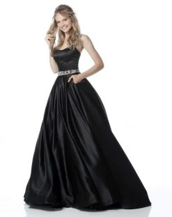 Sherri Hill - 51609 Strapless Satin Ballgown With Jewel Encrusted Belt
