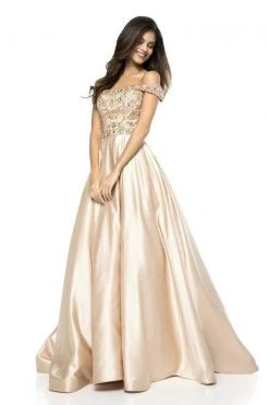 Sherri Hill - 51610 Beaded Satin Off The Shoulder Long Dress 22 Sherri Hill - 51610 Beaded Satin Off The Shoulder Long Dress