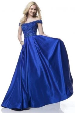 Sherri Hill - 51610 Beaded Satin Off The Shoulder Long Dress 19 Sherri Hill - 51610 Beaded Satin Off The Shoulder Long Dress