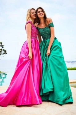 Sherri Hill - 51610 Beaded Satin Off The Shoulder Long Dress 23 Sherri Hill - 51610 Beaded Satin Off The Shoulder Long Dress