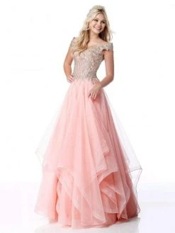 Sherri Hill - 51614 Lace Appliqued Corset Tiered A Line Dress