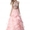Sherri Hill - 51615 Two Piece High Halter Organza Ruffled Dress 1 Sherri Hill - 51615 Two Piece High Halter Organza Ruffled Dress