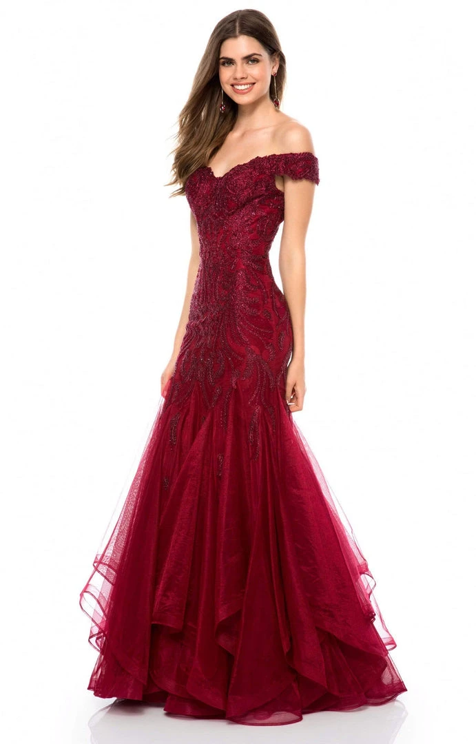 Sherri Hill - 51618 Beaded Off Shoulder Tulle Mermaid Gown 9 Sherri Hill - 51618 Beaded Off Shoulder Tulle Mermaid Gown