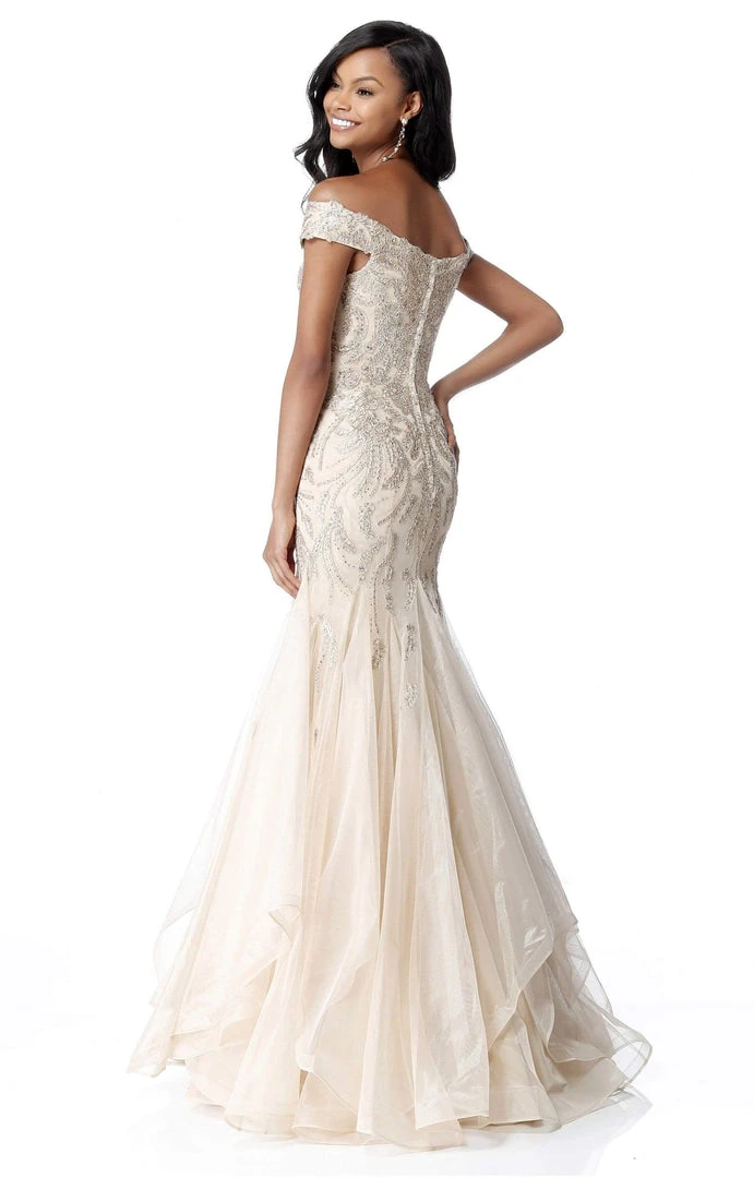 Sherri Hill - 51618 Beaded Off Shoulder Tulle Mermaid Gown 6 Sherri Hill - 51618 Beaded Off Shoulder Tulle Mermaid Gown