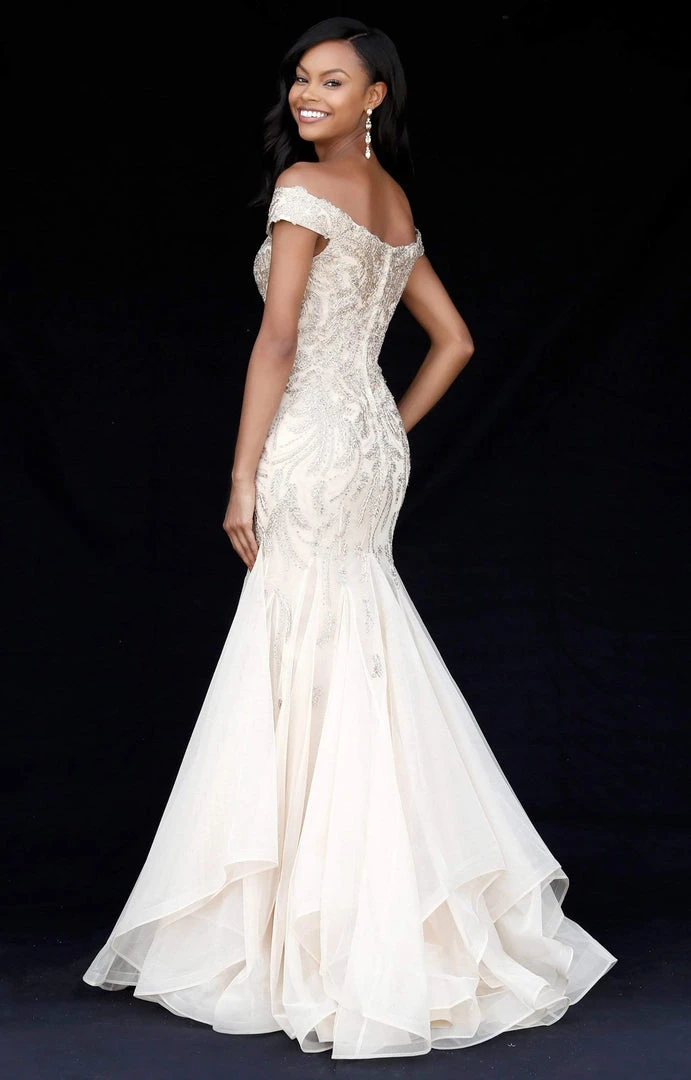 Sherri Hill - 51618 Beaded Off Shoulder Tulle Mermaid Gown 8 Sherri Hill - 51618 Beaded Off Shoulder Tulle Mermaid Gown