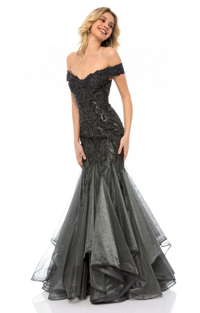 Sherri Hill - 51618 Beaded Off Shoulder Tulle Mermaid Gown 4 Sherri Hill - 51618 Beaded Off Shoulder Tulle Mermaid Gown