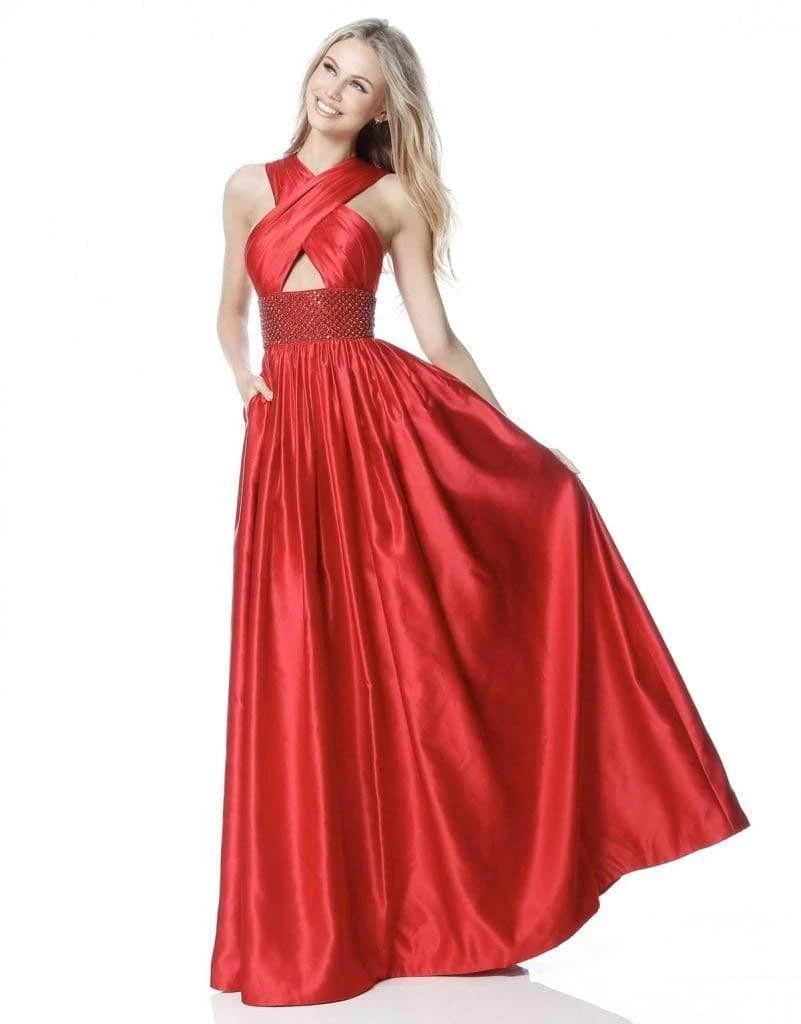 Sherri Hill - 51621 Criss Cross Halter Neck Satin Evening Gown 7 Sherri Hill - 51621 Criss Cross Halter Neck Satin Evening Gown