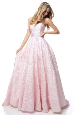 Sherri Hill - 51623 Floral Textured Strapless Ballgown 12 Sherri Hill - 51623 Floral Textured Strapless Ballgown