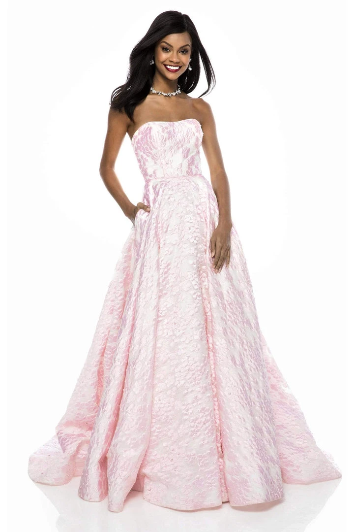 Sherri Hill - 51623 Floral Textured Strapless Ballgown 8 Sherri Hill - 51623 Floral Textured Strapless Ballgown