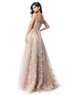 Sherri Hill - 51625 Dotted Floral Appliques Full Figured Net Dress