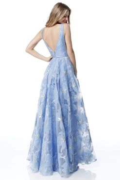 Sherri Hill - 51628 Floral Print Deep V-neck A-line Gown