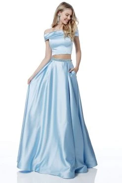 Sherri Hill - 51632 Two Piece Off-Shoulder Satin A-Line Dress