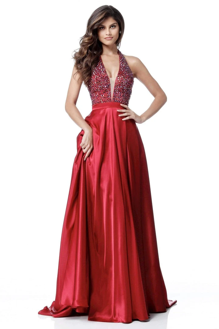Sherri Hill - 51636 Plunging V-Neck Notched A Line Dress 3 Sherri Hill - 51636 Plunging V-Neck Notched A Line Dress