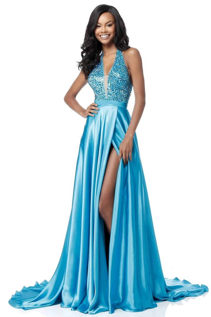 Sherri Hill - 51636 Plunging V-Neck Notched A Line Dress 6 Sherri Hill - 51636 Plunging V-Neck Notched A Line Dress