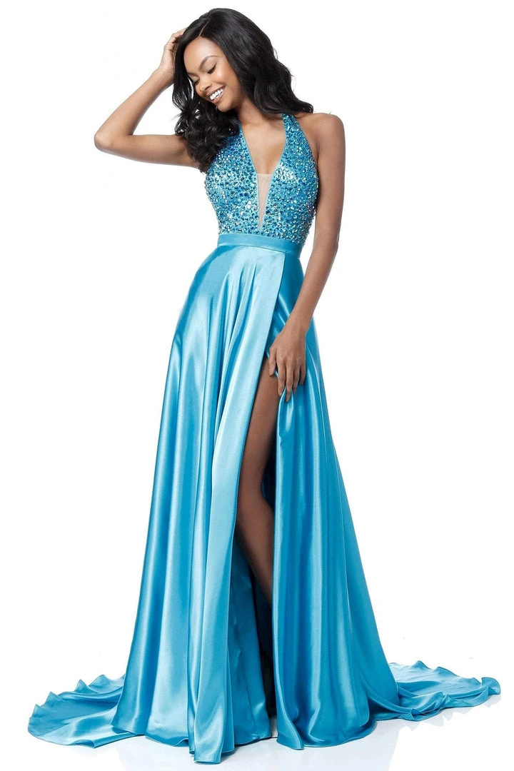 Sherri Hill - 51636 Plunging V-Neck Notched A Line Dress 7 Sherri Hill - 51636 Plunging V-Neck Notched A Line Dress