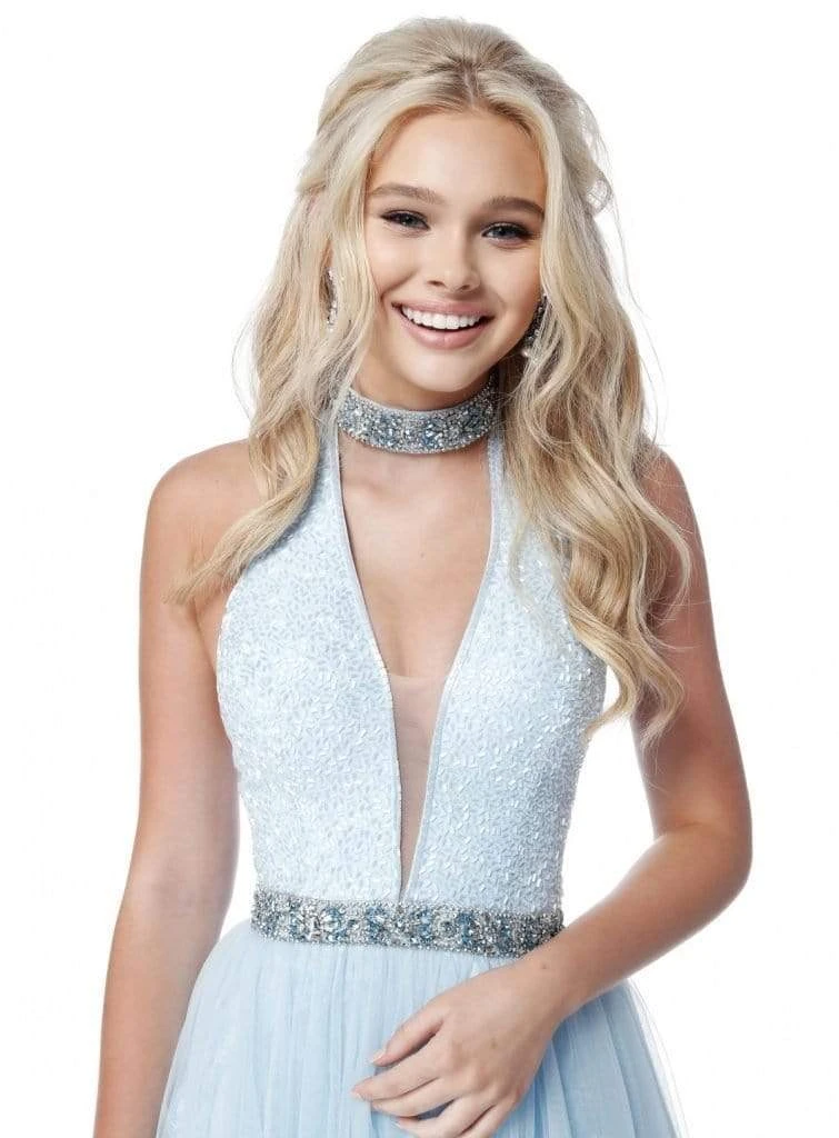 Sherri Hill - 51637 Sequined Deep Halter V-neck Chiffon A-line Dress 5 Sherri Hill - 51637 Sequined Deep Halter V-neck Chiffon A-line Dress