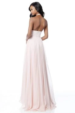 Sherri Hill - 51640 Beaded Deep Halter V-neck Chiffon A-line Dress