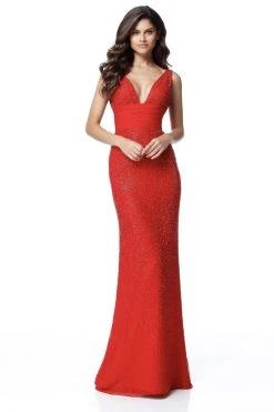 Sherri Hill - 51641 Beaded Fitted Long Sheath Dress