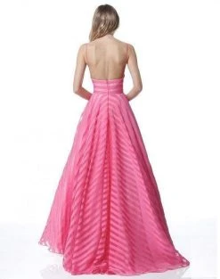 Sherri Hill - 51644 Striped V-Neck A-Line Gown With Train