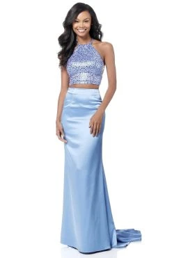 Sherri Hill - 51647 Two Piece Halter Satin Evening Dress