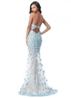 Sherri Hill - 51660 Floral Applique Halter Trumpet Dress 12 Sherri Hill - 51660 Floral Applique Halter Trumpet Dress