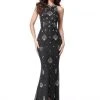Sherri Hill - 51661 Beaded Halter Trumpet Dress With Train