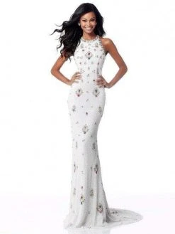 Sherri Hill - 51661 Beaded Halter Trumpet Dress With Train