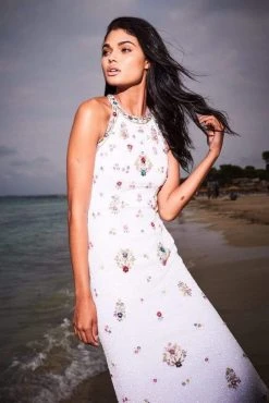 Sherri Hill - 51661 Beaded Halter Trumpet Dress With Train