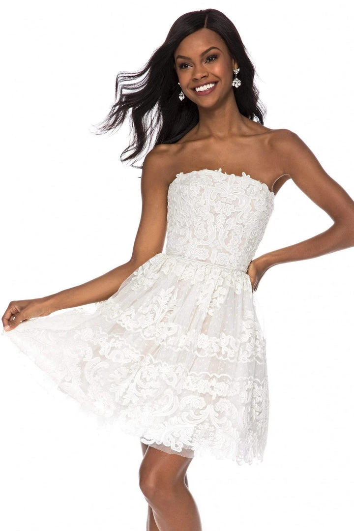 Sherri Hill - 51668 Strapless Short Lace A-line Cocktail Dress 3 Sherri Hill - 51668 Strapless Short Lace A-line Cocktail Dress