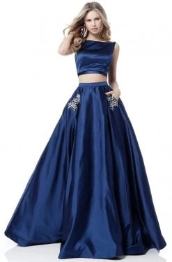 Sherri Hill - 51673 Two Piece Satin Bateau Beaded Ballgown