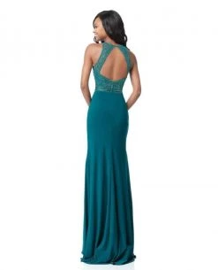 Sherri Hill - 51686 Beaded High Halter Jersey Fitted Dress