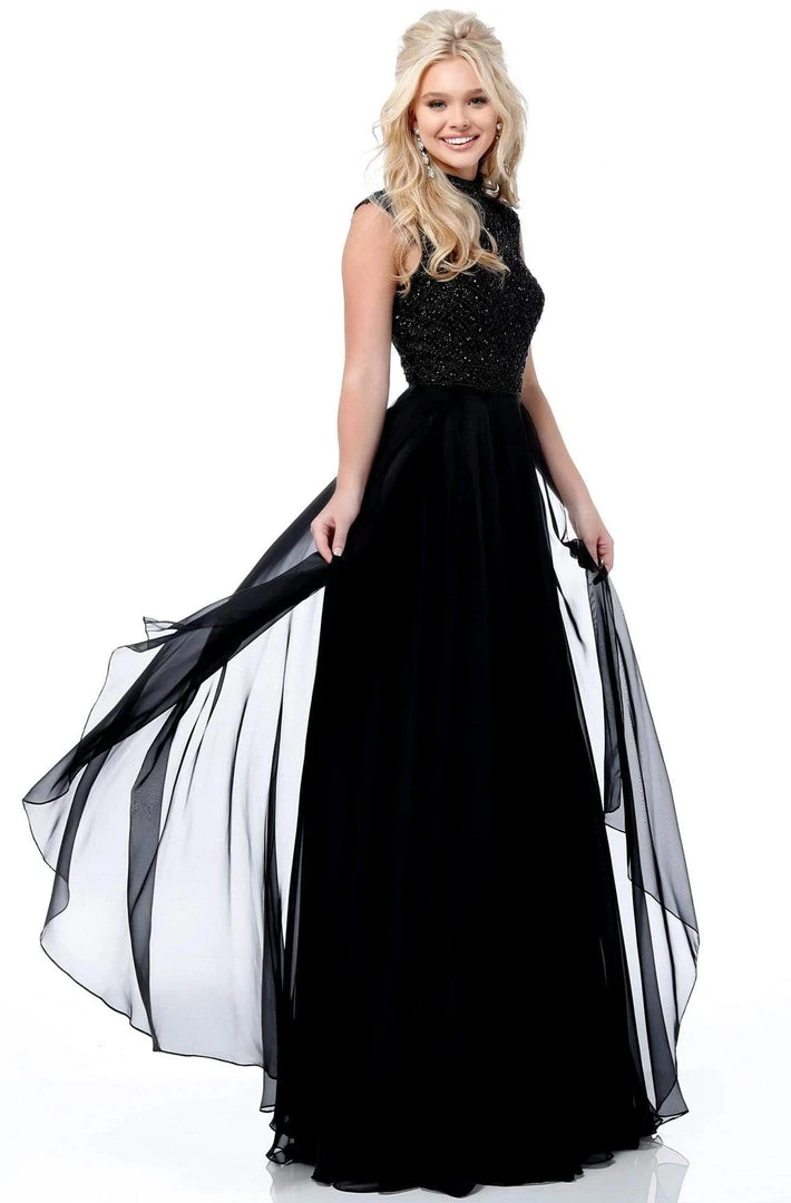Sherri Hill - 51687 Beaded High Neck Chiffon A Line Dress 3 Sherri Hill - 51687 Beaded High Neck Chiffon A Line Dress