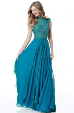 Sherri Hill - 51687 Beaded High Neck Chiffon A Line Dress 12 Sherri Hill - 51687 Beaded High Neck Chiffon A Line Dress