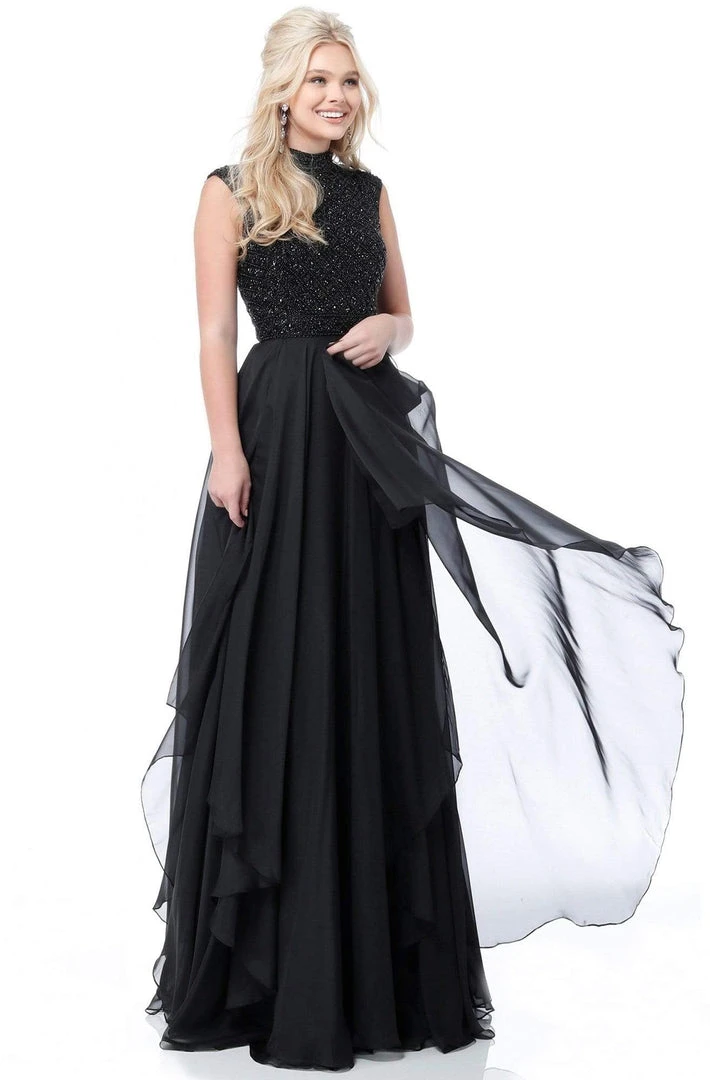 Sherri Hill - 51687 Beaded High Neck Chiffon A Line Dress 4 Sherri Hill - 51687 Beaded High Neck Chiffon A Line Dress