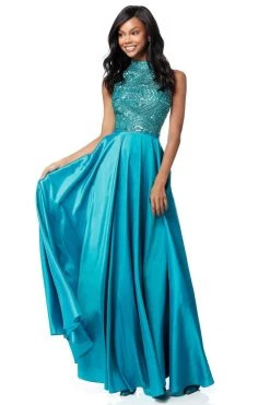 Sherri Hill - 51690 High Halter Beaded Taffeta Dress