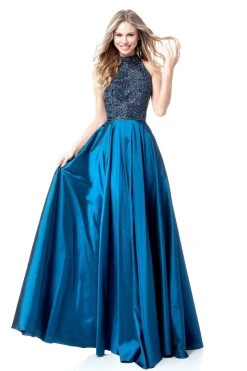 Sherri Hill - 51690 High Halter Beaded Taffeta Dress