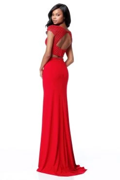 Sherri Hill - 51691 Two Piece Beaded Cap Sleeve Fitted Dress