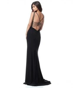 Sherri Hill - 51696 V-neck Jersey Sheath Dress With Cutouts