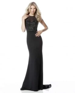 Sherri Hill - 51697 Beaded Halter Jersey Trumpet Dress